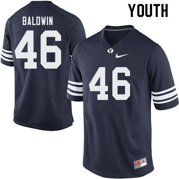 Youth #46 Sam Baldwin BYU Cougars College Football Jerseys Sale-Navy